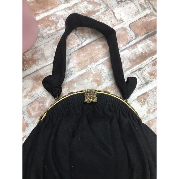 Vgt 1940s Guild Purse Original Black Filigree Metal Frame Handbag Evening Bag - Picture 3 of 11